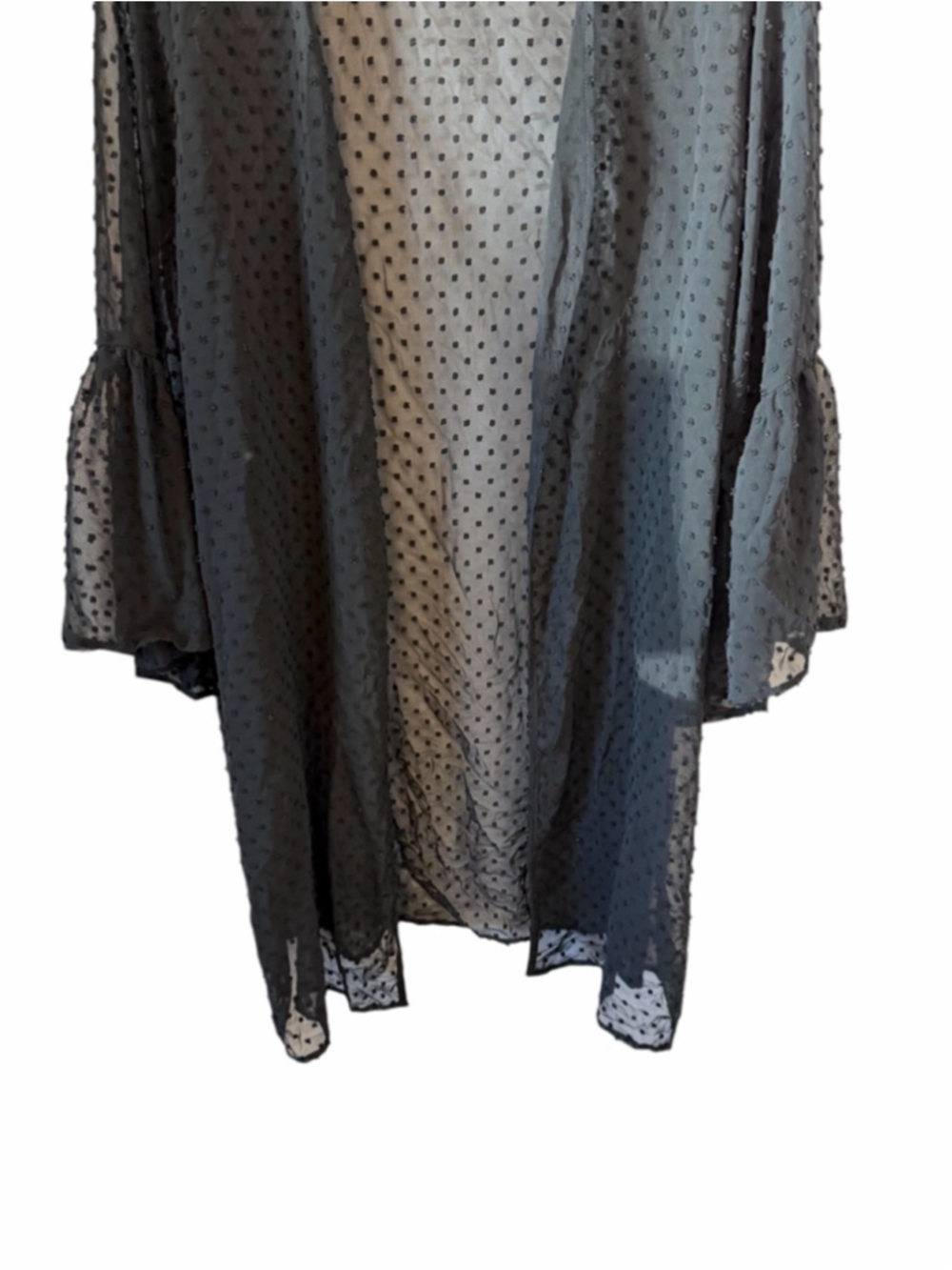 Shein Curve 2XL Black Sheer Polka Dot Kimono Cardigan Lightweight - Picture 4 of 11